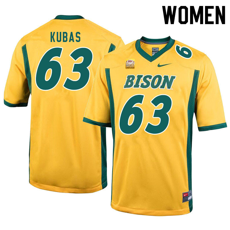 Women #63 Jake Kubas North Dakota State Bison College Football Jerseys Sale-Yellow - Click Image to Close